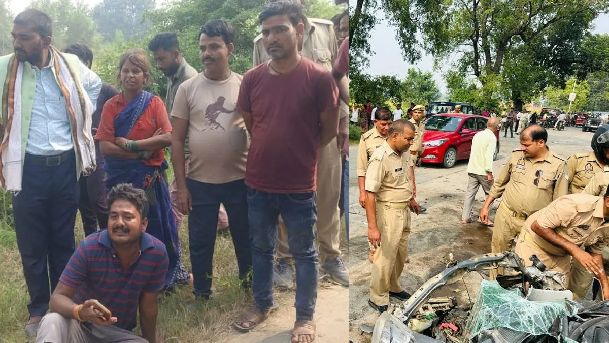 गोंडा-बलरामपुर मार्ग पर कार और बस में आमने-सामने हुई टक्कर, हादसे में दो की मौत और चार घायल